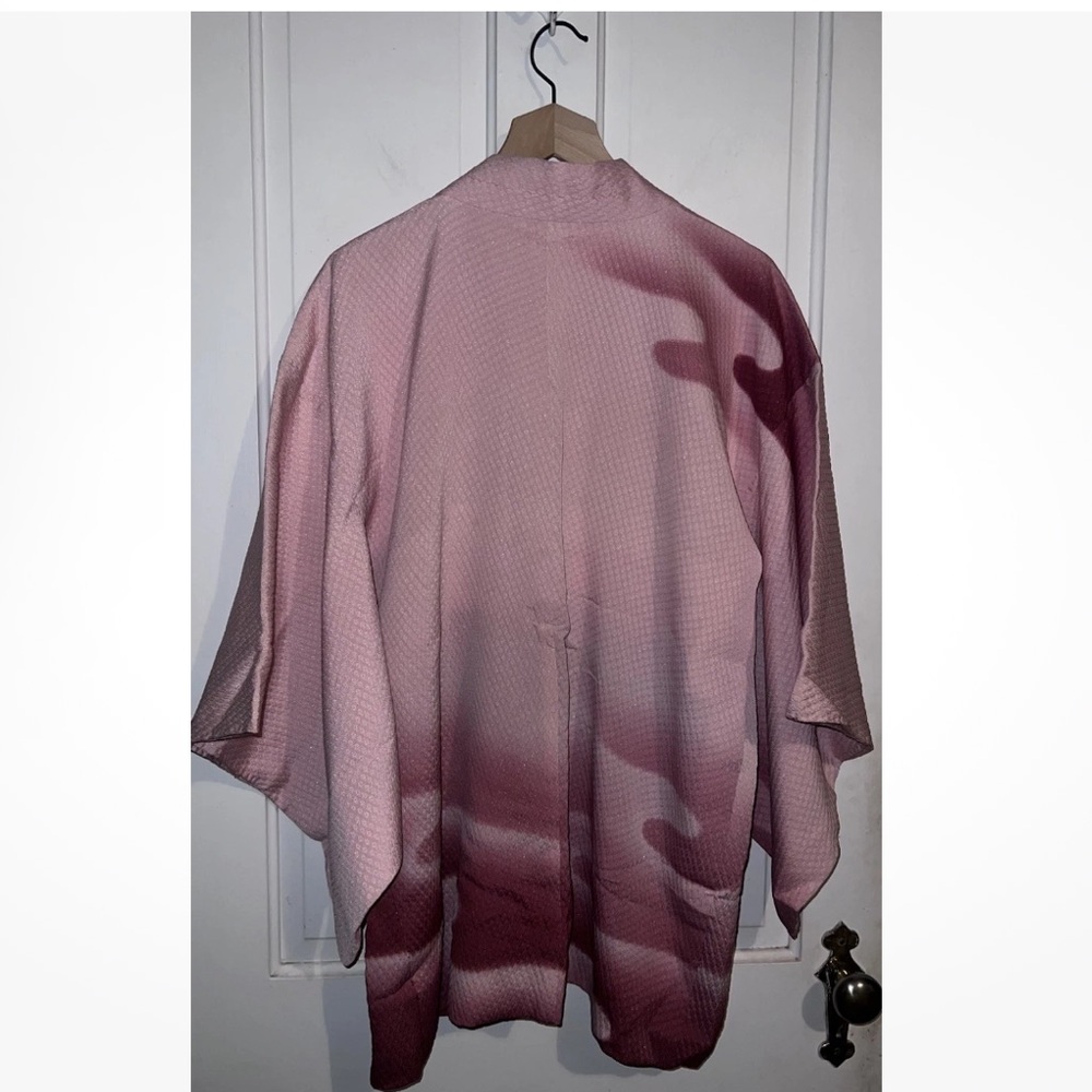 Vintage Haori Pink Ombré Reversible Satin Kimono Jacket fairy Robe S M L - Picture 10 of 14